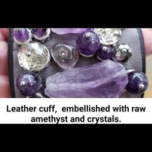 Couture new #jewerly #leathercuff #amethystcrystal